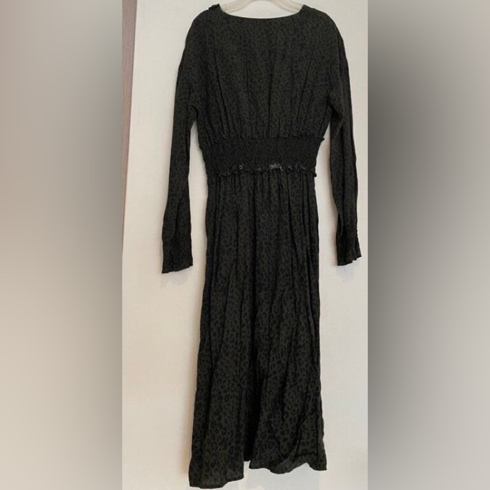 ZARA Olive green animal print dress